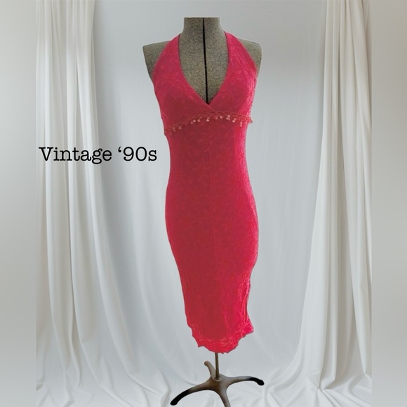 Made in England hot pink party dress. Small Lined Stretchy Fab! New w/out tag - Picture 1 of 13
